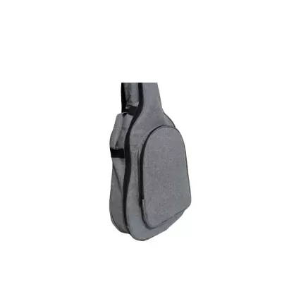 Bolsa cinzenta acolchoada com bolso frontal