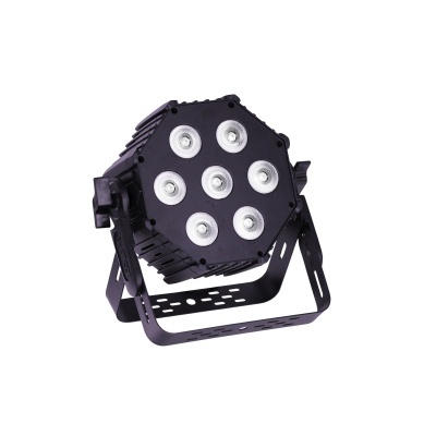 Refletor LED preto com sete lentes circulares e suporte ajustável