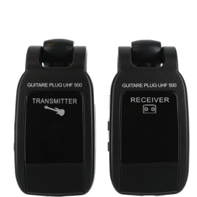 Conjunto de transmissores e recetores sem fios Guitare Plug UHF 500 preto