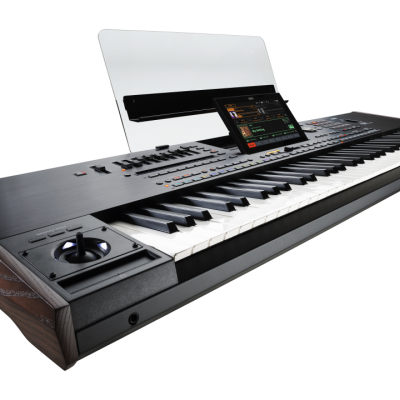 Teclado musical eletrônico com ecrã digital e joystick