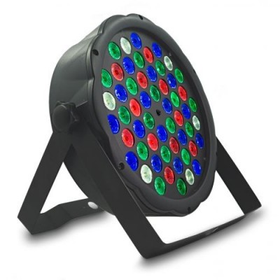 Refletor LED redondo com LEDs coloridos e estrutura preta
