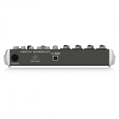 Interface de áudio Behringer XENYX QH1202USB cinza escuro com entradas e saídas