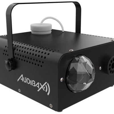 Máquina preta de efeitos de luz Audibax com alça e lente multifacetada