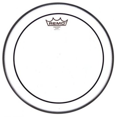 Pele de bateria branca redonda com marca REMO