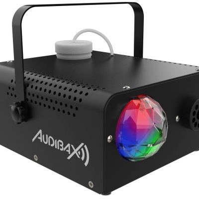 Luz de evento metálica preta com lente colorida e cabo em fundo branco