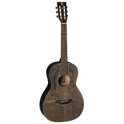 Guitarra acústica de madeira escura isolada