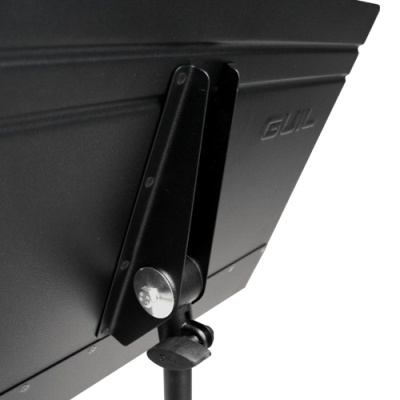 Suporte para partitura musical GUIL preto em metal com ajuste e logotipo