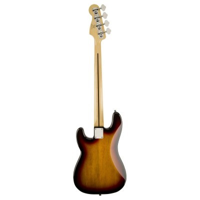 Guitarra elétrica sunburst vista de costas com braço de madeira clara