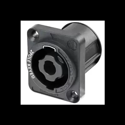 Conector elétrico macho preto com texto '20 POLE KEYED'