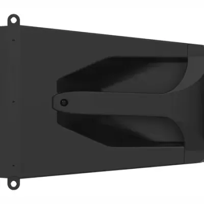 produto eletrônico preto com alça e design angular