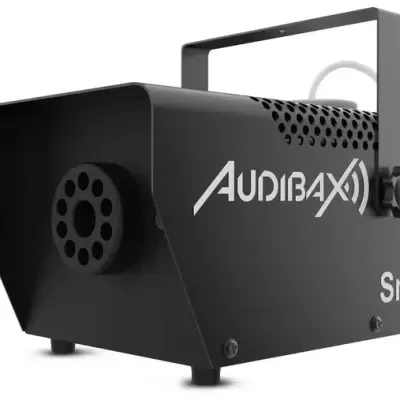 Máquina de fumo preta AUDIBAX com pega e orifícios