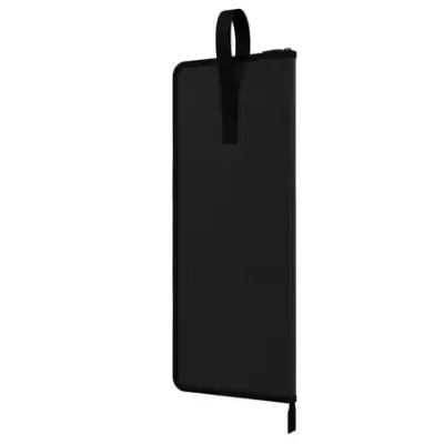 Estojo retangular preto com fecho e alça