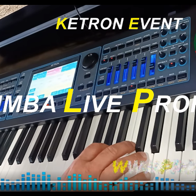 Teclado eletrónico KETRON EVENT com ecrã digital e controle azul e preto