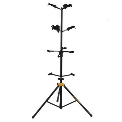 Suporte tripé metálico preto com hastes ajustáveis e base de pernas