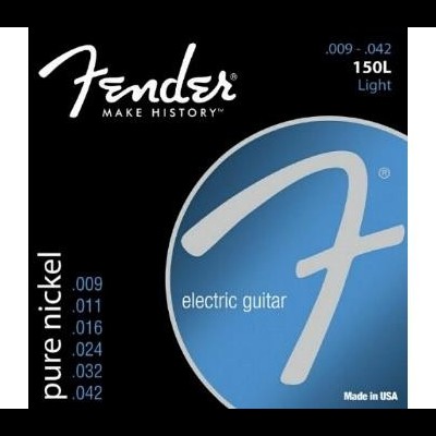 Embalagem de cordas para guitarra elétrica Fender com texto e indicação de calibres