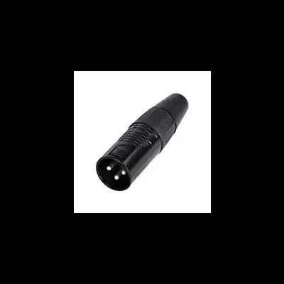 Conector XLR macho preto com três pinos