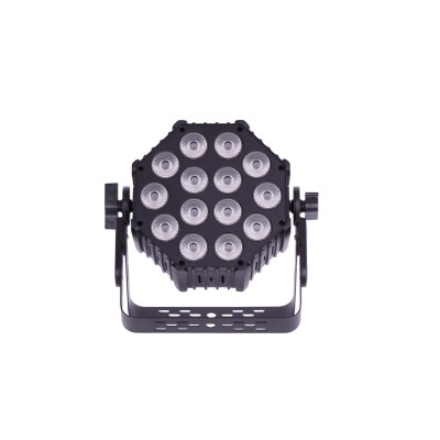 Refletor LED octogonal preto com lentes circulares e base ajustável