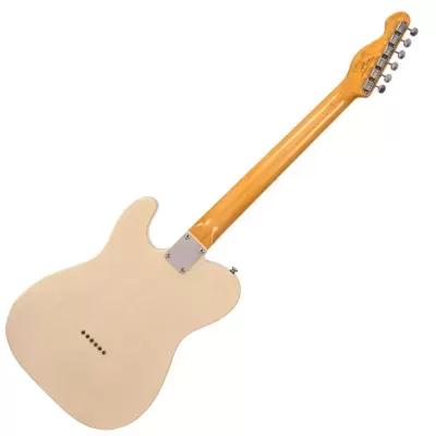 Guitarra elétrica creme com braço de madeira clara