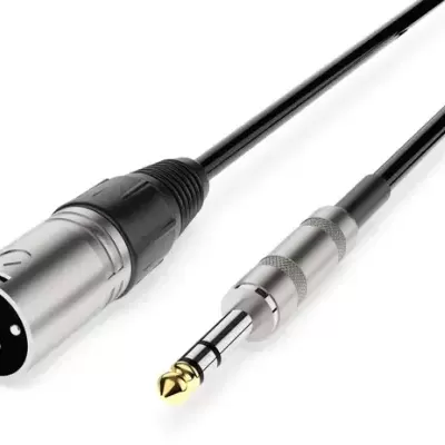 Cabo de áudio com conetores XLR e jack 6,35 mm