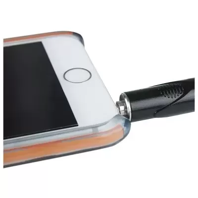 Smartphone branco com cabo áudio jack ligado