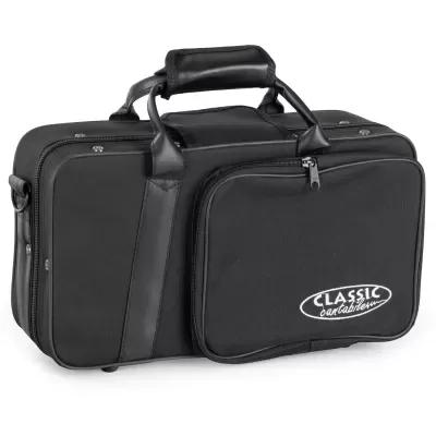 Mala preta com bolso dianteiro e texto CLASSIC cartableurs