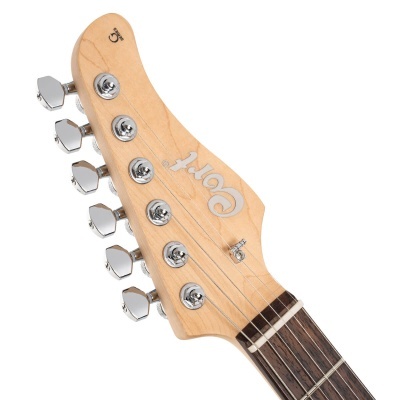 Cabeça de guitarra elétrica madeira clara com tarraxas cromadas e logotipo Cort