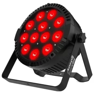 Projetor de luz LED preto com 12 LEDs vermelhos e suporte metálico