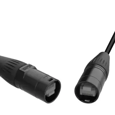 Cabo preto com conectores modulares em ambas as extremidades