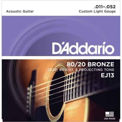 Embalagem de cordas para guitarra acústica D'Addario com imagem de guitarra