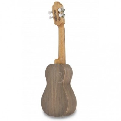 Ukulele em madeira clara com tarraxas metálicas em fundo branco