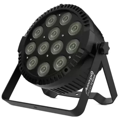 Refletor LED preto redondo com 12 LEDs e suporte ajustável