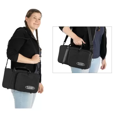 Mala preta Classic com alça de ombro e pegas de mão