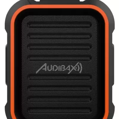 Coluna portátil preta e laranja AUDIBAX