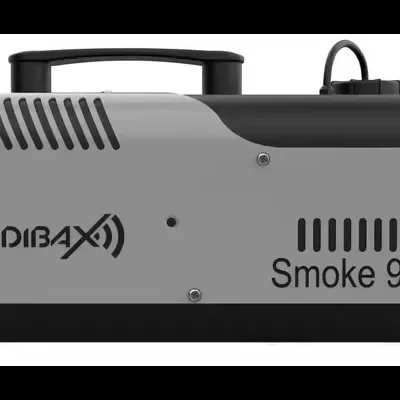 Máquina de fumo cinza e preta com pega e inscrições AUDIBAX Smoke 900