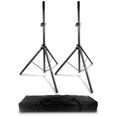 Dois tripés pretos ajustáveis com bolsa de transporte preta