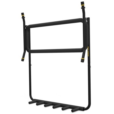 Estrutura metálica preta para suporte de equipamento com tubos horizontais