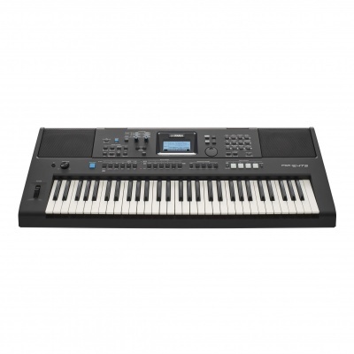 Teclado musical preto Yamaha PSR-E273 com ecrã digital central e 61 teclas