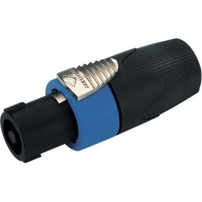 Conector de áudio Speakon preto e azul com mola metálica