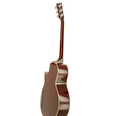 Guitarra acústica castanha vista de trás