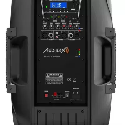 Coluna amplificada portátil preta AUDIBAX Denver 15 Malibu com painel de controlo