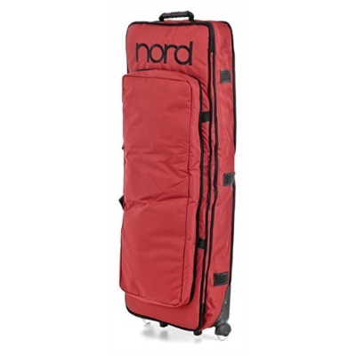 Mala de transporte vermelha para teclado com rodas e alças e impressão 'nord'