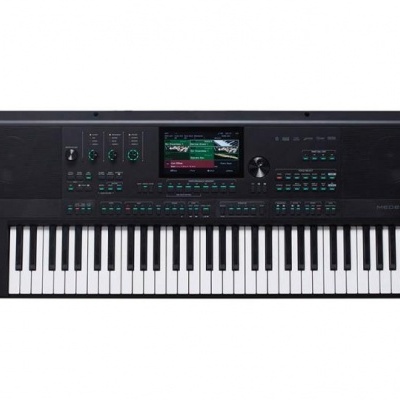 Teclado digital preto com ecrã e botões