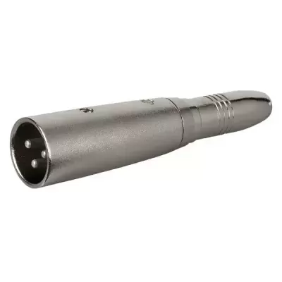 Conector XLR metálico prateado com três pinos
