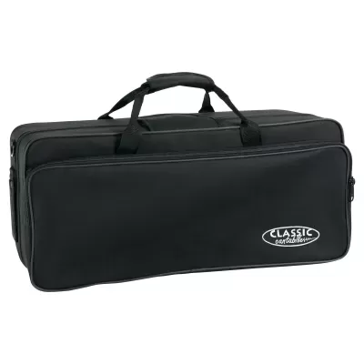 mala preta retangular de tecido com logotipo Classic Cantabile