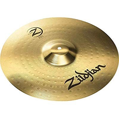 Prato de bateria dourado com inscrições Zildjian e Z