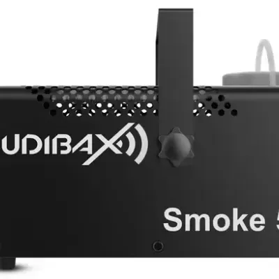 Máquina de fumo preta AUDIBAX Smoke 500 com pega e frasco branco