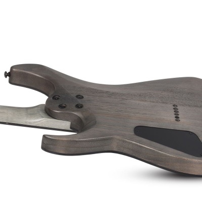 Guitarra elétrica cinzenta vista por trás