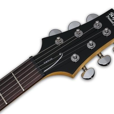 Cabeça de guitarra elétrica Schecter preta com cravelhas cromadas