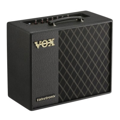 Amplificador de guitarra Vox Valvetronix preto com padrão de diamante cinza