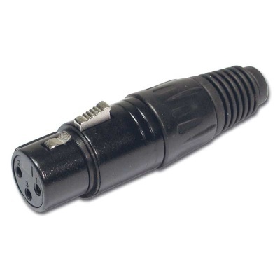 Conector XLR fêmea preto com três pinos